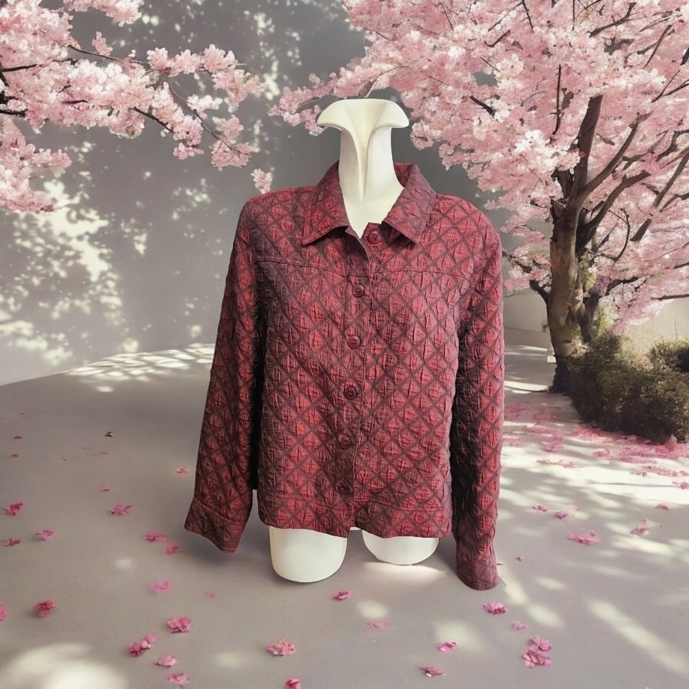 Erin London blazer, burgandy, light weight jacket, Petite large